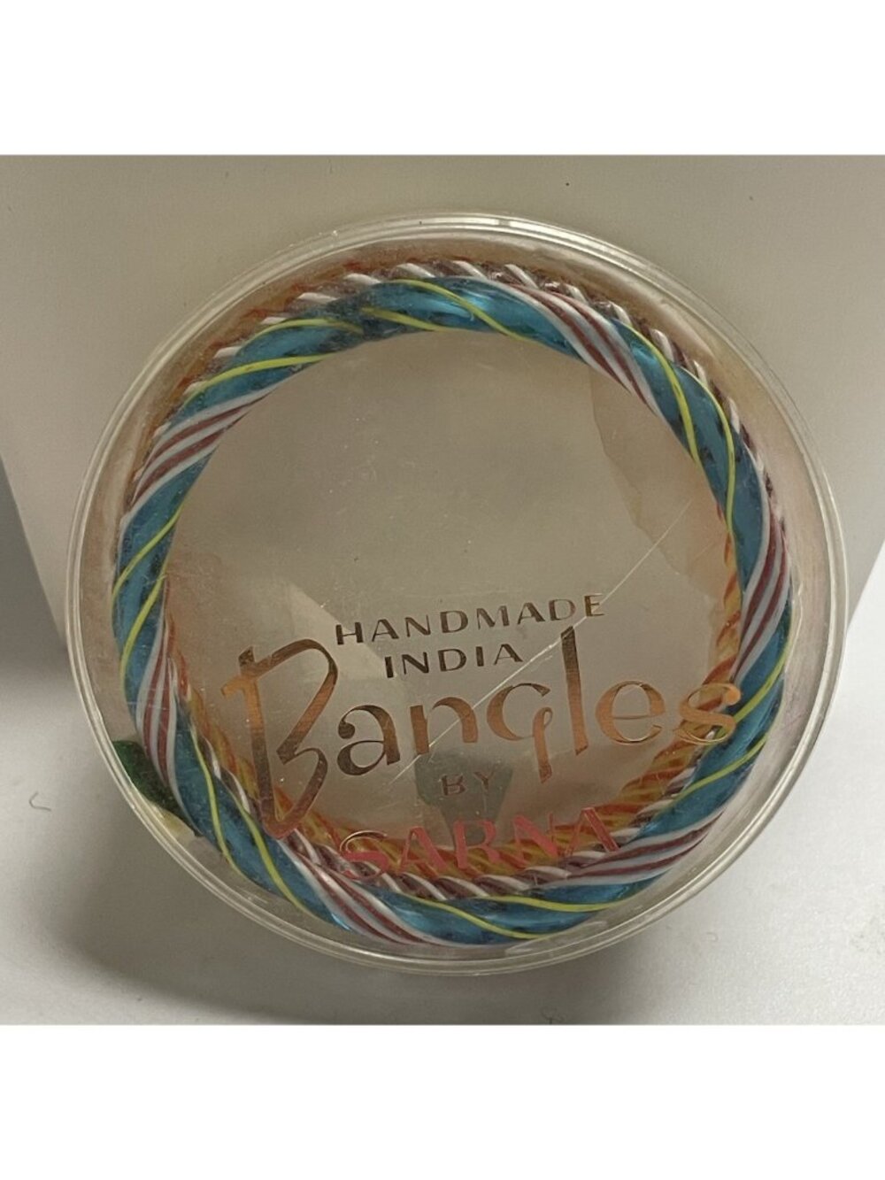 RARE Vintage Sarna Air Twist Glass Bangle Bracelet Lot Handmade India Multicolor